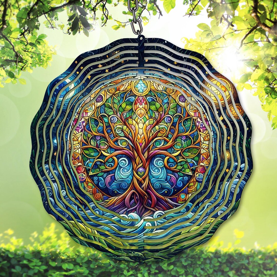 Tree of Life Wind Spinner PNG, Celestial Garden Sublimation Design