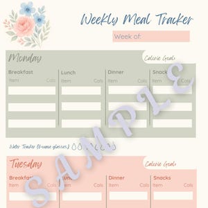 Calorie-Tracking Weekly Meal Template and Shopping List