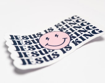 Jesus is King Vinyl Sticker | Faith-Based Decor | Inspirational Christian Quote | Religious Gift for Believers"