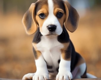 Beagle Puppy Field - Digital Art, Avatar, AI Generated Art, Stock Photo