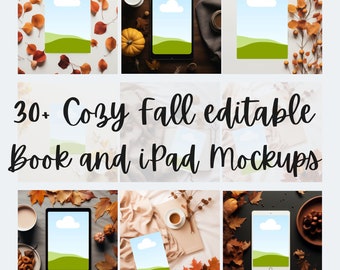 Cozy Fall Aesthetic Book and iPad product mockups for authors, bookstagrammers, and content creators