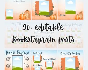 Watercolor Fall/Autumn Bookstagram Posts Canva Templates