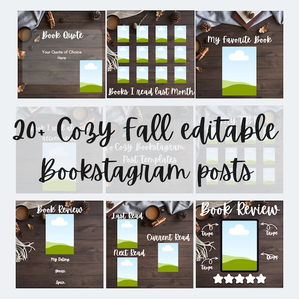 Cozy Bookstagram Posts Canva Templates