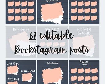 Navy and Peach Bookstagram Posts Canva Templates