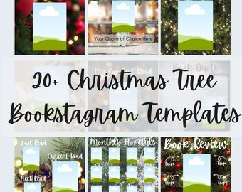 Christmas Tree Twinkle Lights Bookstagram Posts Canva Templates Editable Customizable