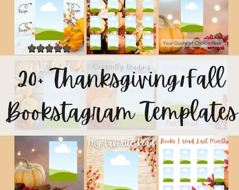 Thanksgiving Fall Autumn November Bookstagram Posts Canva Templates Editable Customizable