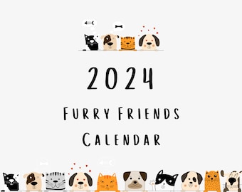 2024 Furry Friends Wall or Desktop Calendar