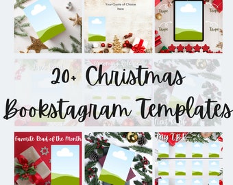 Red White Green Christmas Winter Bookstagram Posts Canva Templates