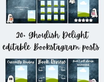 Ghoulish Delight and Ghosts Halloween Posts Canva Templates Instagram