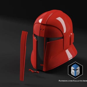 Showcasing split apart helmet example