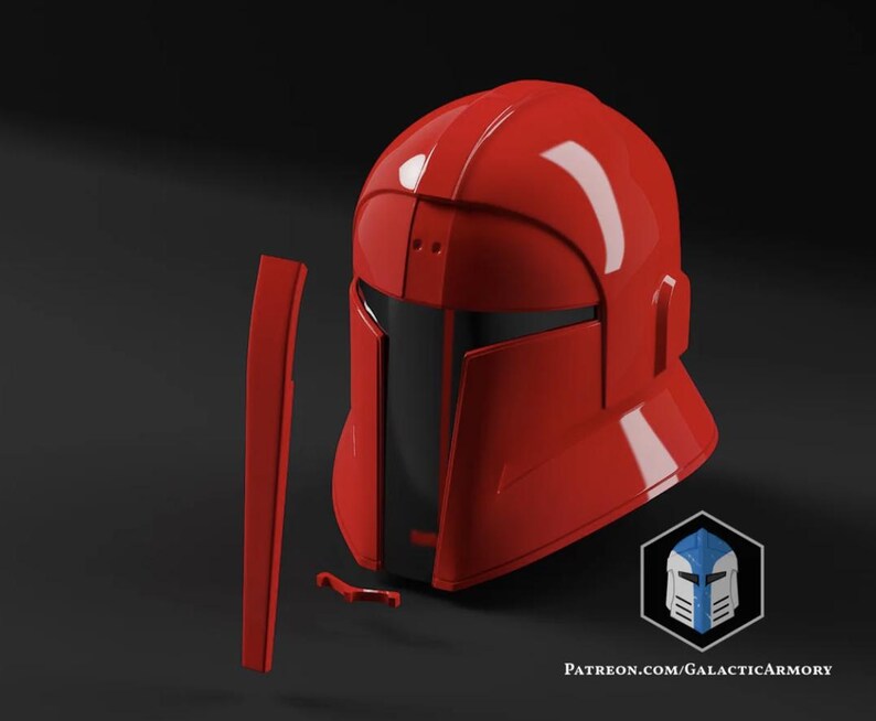 Showcasing split apart helmet example