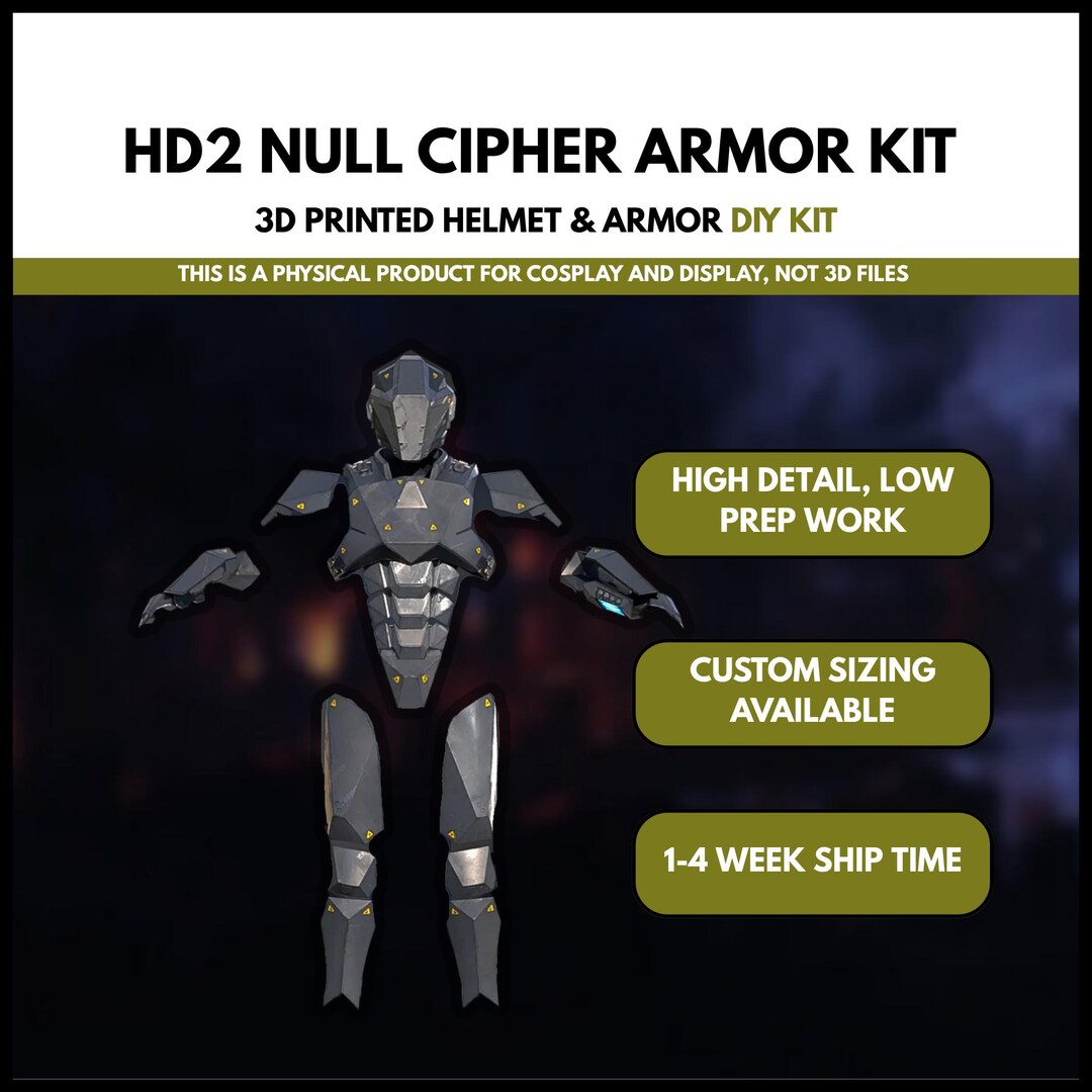 Null Cipher Armor Set 3D Printed DIY Kit HD2 Sci Fi Cosplay Prop - Etsy