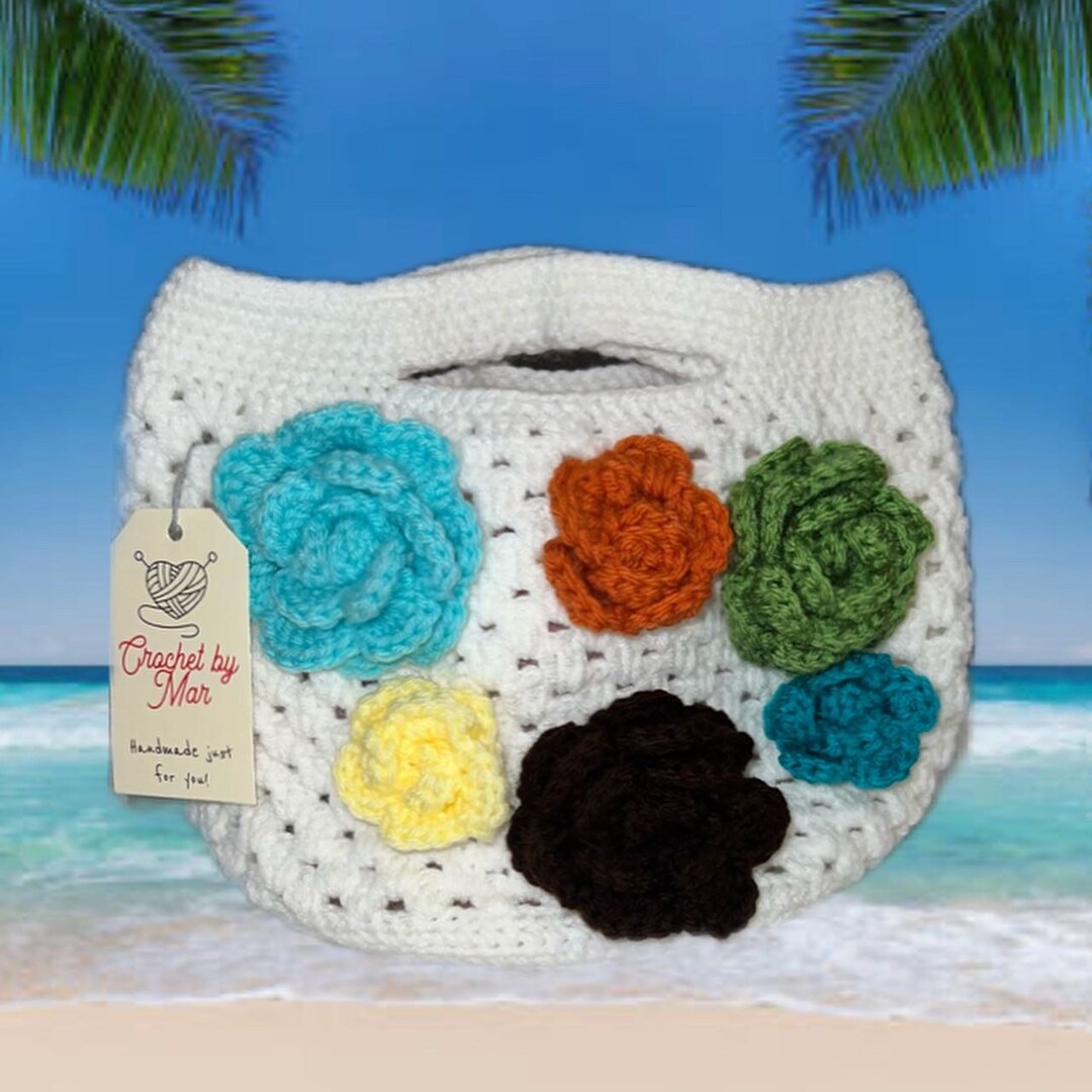 Handmade Crochet Bag, Floral Crochet Handbag, Crochet Purse, Gift for