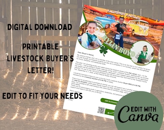 Plantilla editable de carta para compradores de ganado / Canva Fair Auction (Descarga digital)