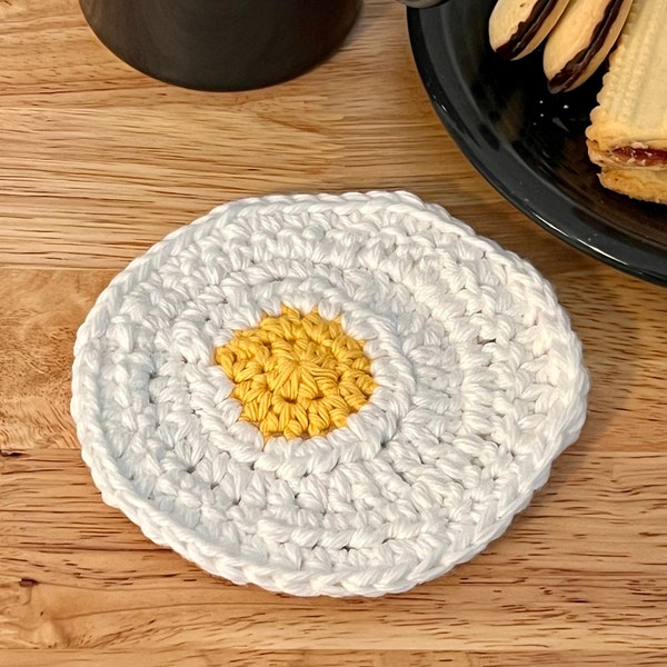 Fried Egg Coaster Crochet Pattern