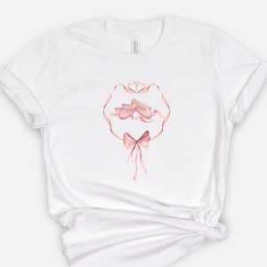 Coquette Ballet T-Shirt, Pink Bow Shirt, Ribbon Shirt, Balletcore Aesthetic, Coquette Aesthetic, Ballet Top, Dance Mom Shirt, Daughter Gift