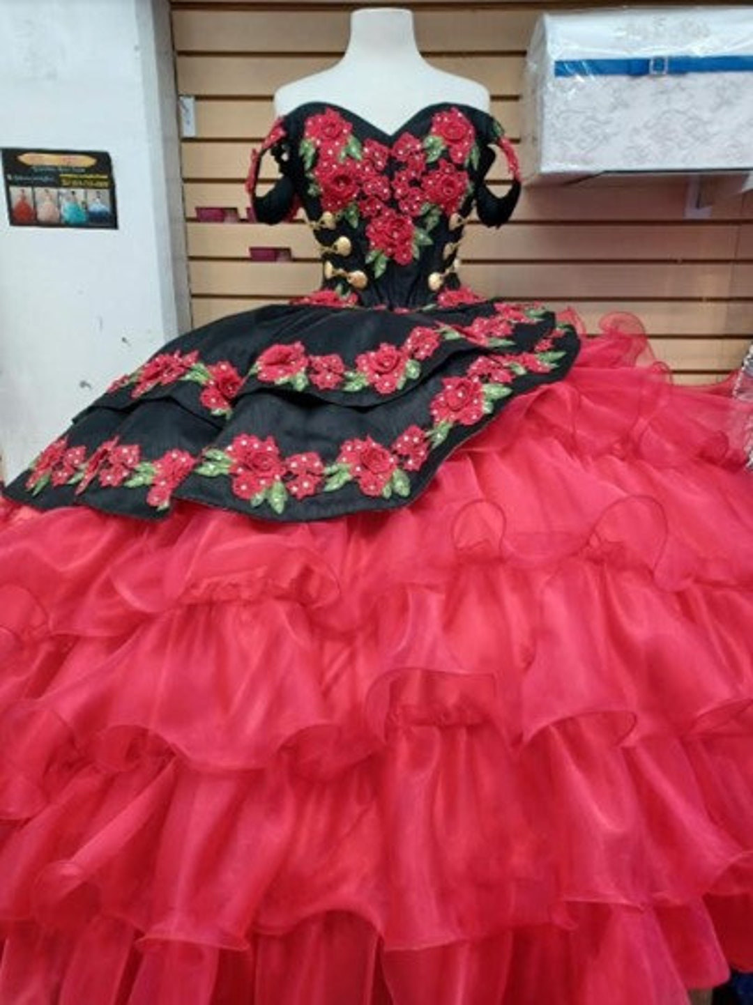 red and black quinceanera dresses