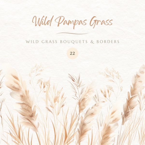 Pampas Grass Clipart | Wedding Clipart Designs | Boho | Clipart | Bohemian Clipart | Watercolor Clipart | Trending Now