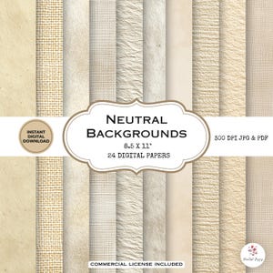 Neutral Beige Background Digital Papers | Neutral Junk Journal Paper | Scrapbooking Papers | Printable Paper | Commercial Use | Trending Now