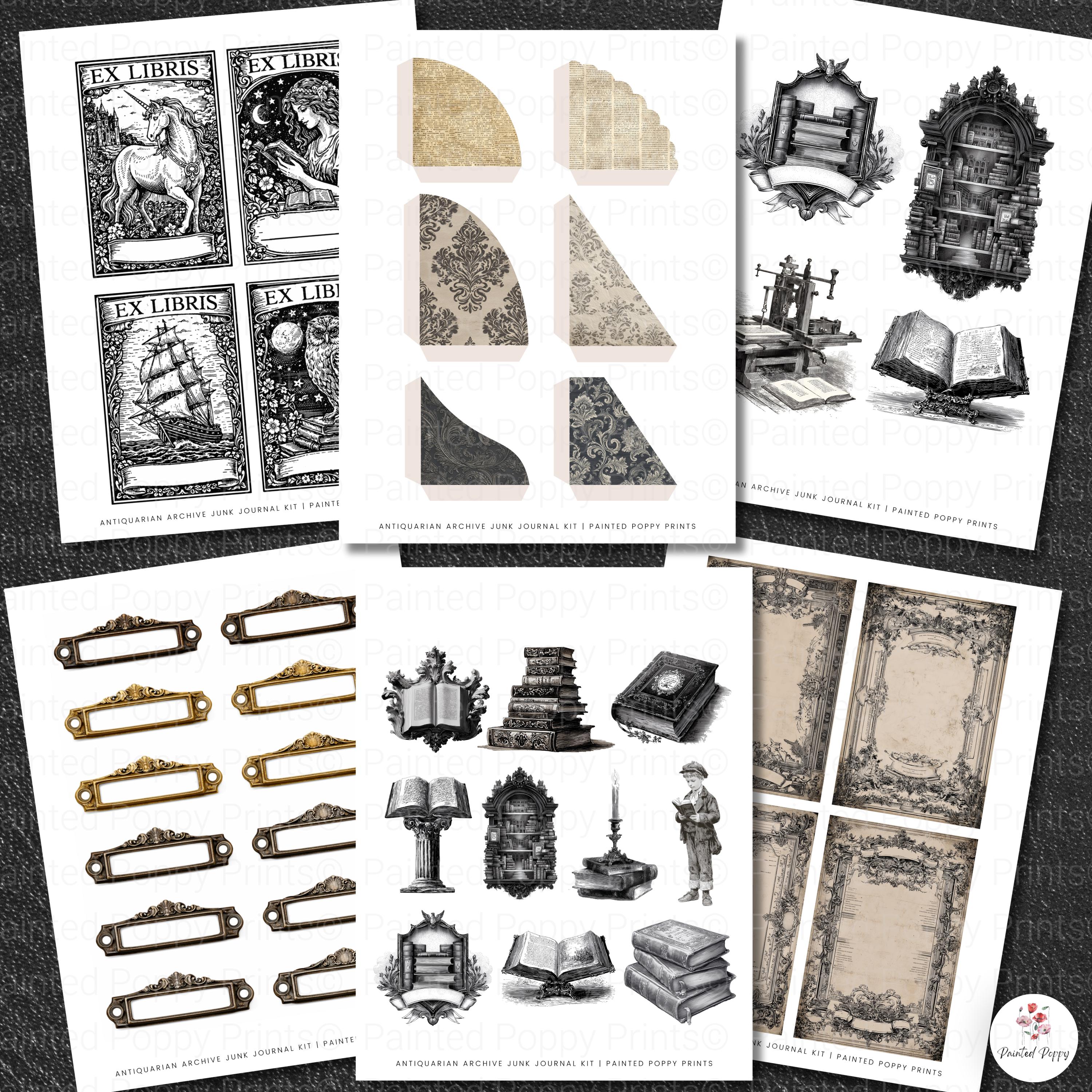 Antique Library Junk Journal Mega Kit (125+ Printable Pages) | Vintage ...