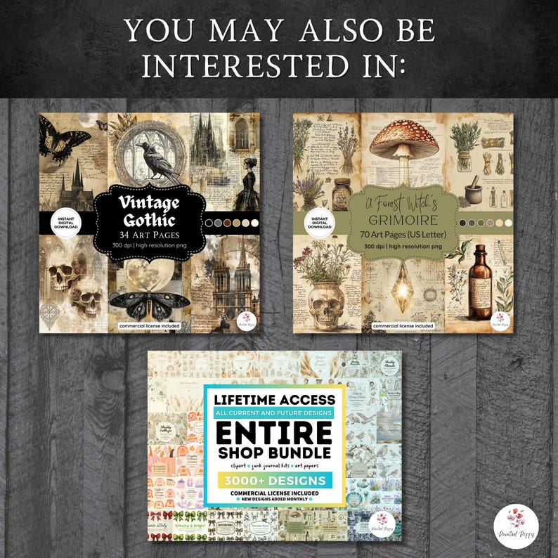 Vintage Gothic Junk Journal Kit | Victorian Ephemera (PDF & JPG) - Etsy