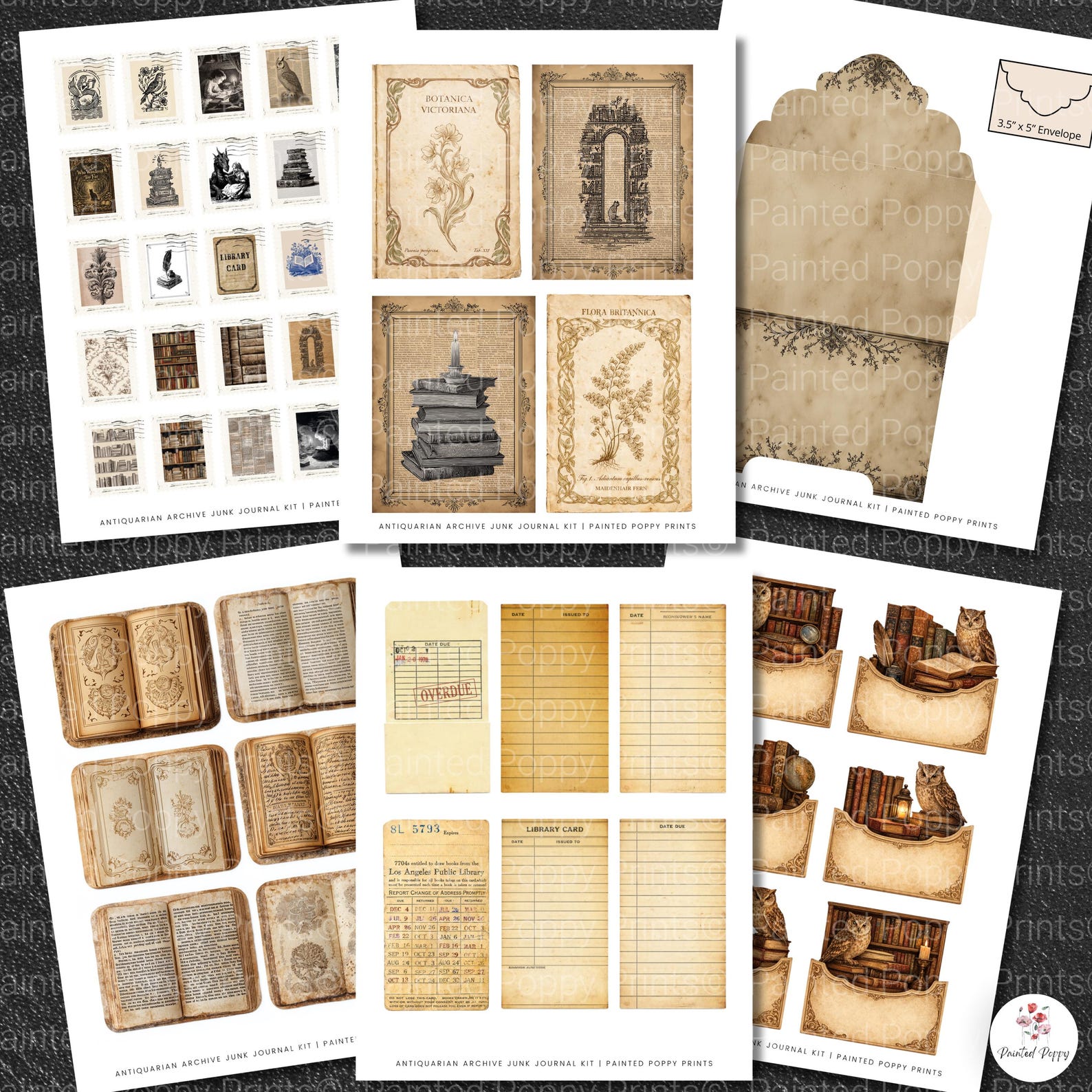 Antique Library Junk Journal Mega Kit (125+ Printable Pages) | Vintage ...