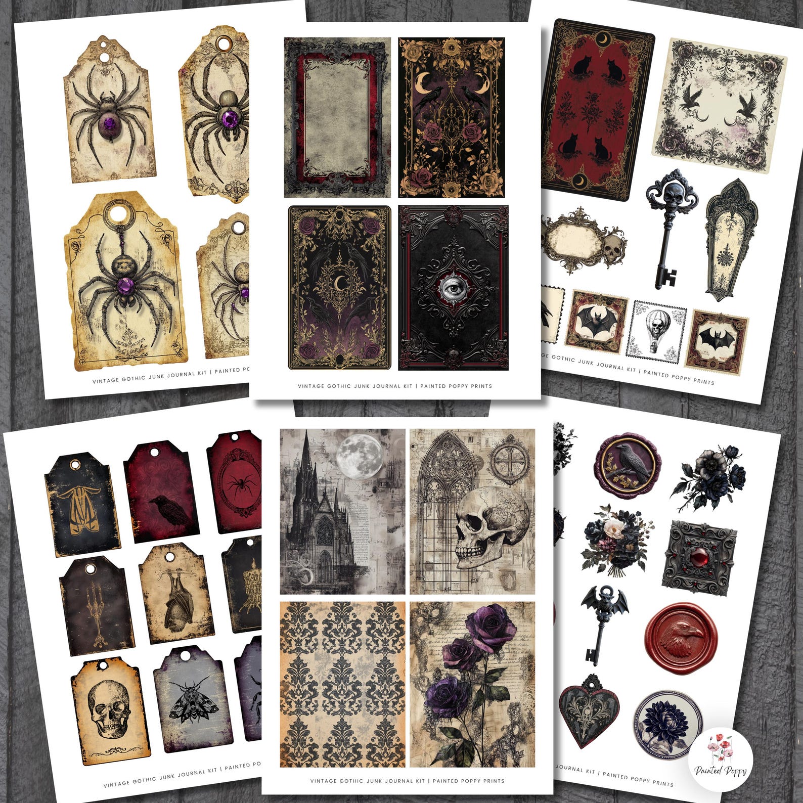 Vintage Gothic Junk Journal Kit | Victorian Ephemera (PDF & JPG) - Etsy