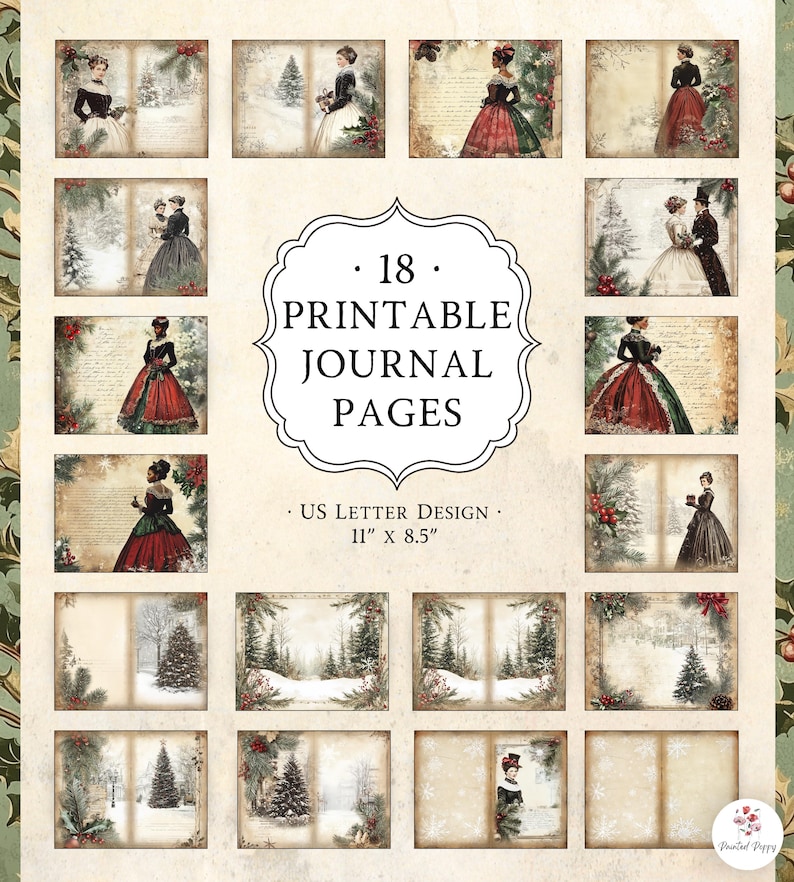 Victorian Christmas Junk Journal Kit | Printable Ephemera (PDF & JPG ...