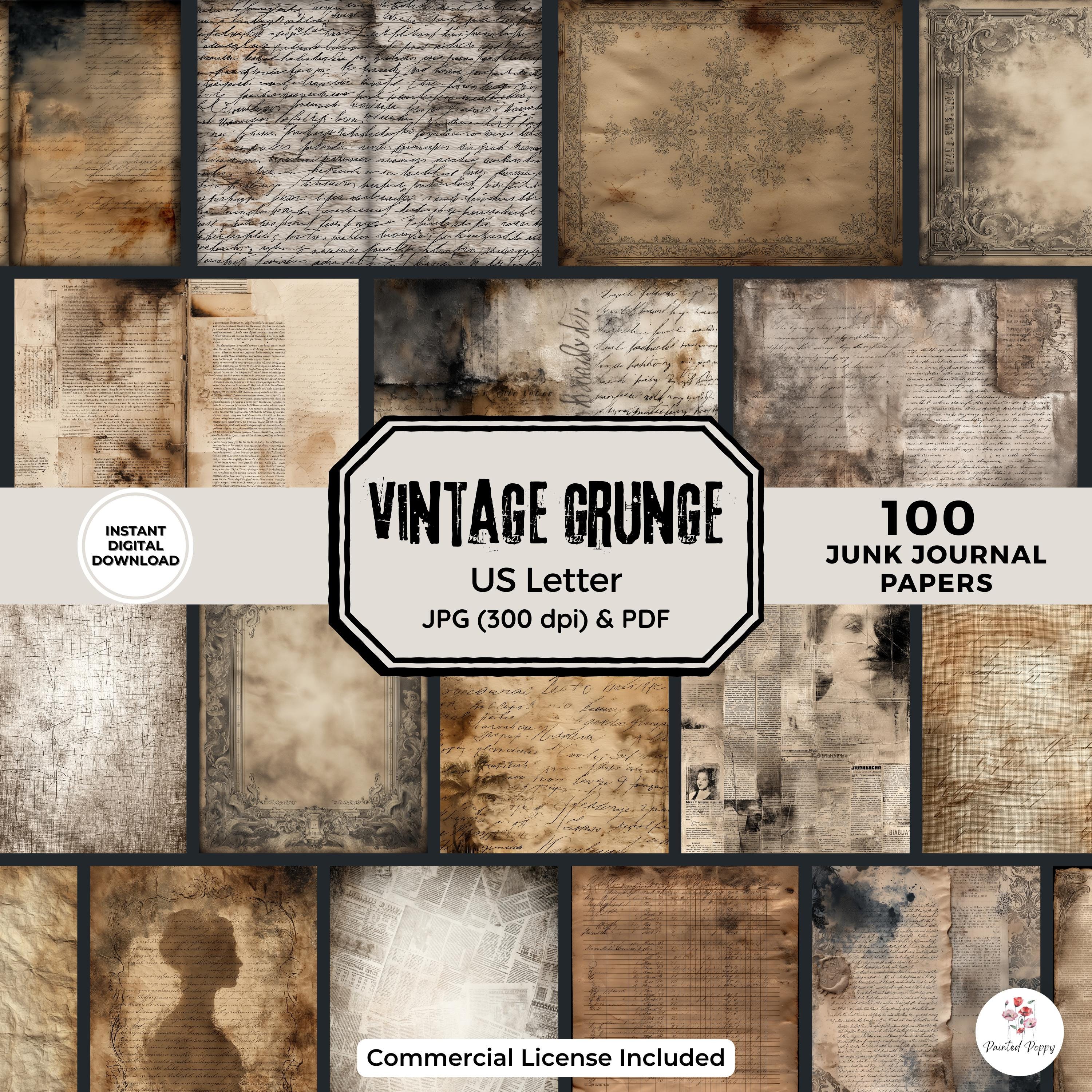 Vintage Grunge Digital Paper Mega Bundle (100 Pages) | Junk Journal ...