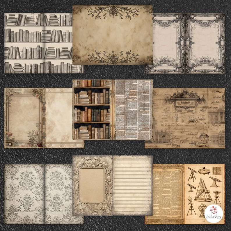 Antique Library Junk Journal Mega Kit (125+ Printable Pages) | Vintage ...