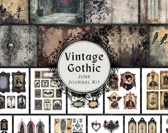 Vintage Gothic Junk Journal Kit | Viktorianische Ephemera (PDF & JPG)