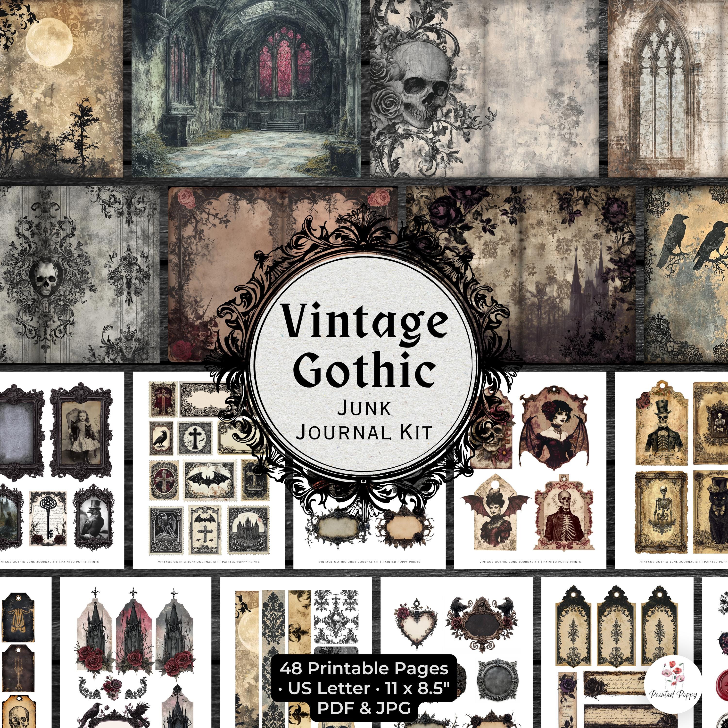 Vintage Gothic Junk Journal Kit | Victorian Ephemera (PDF & JPG) - Etsy