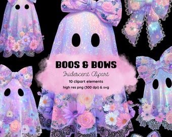 Iridescent Ghost Clipart | Kawaii Halloween PNG Design
