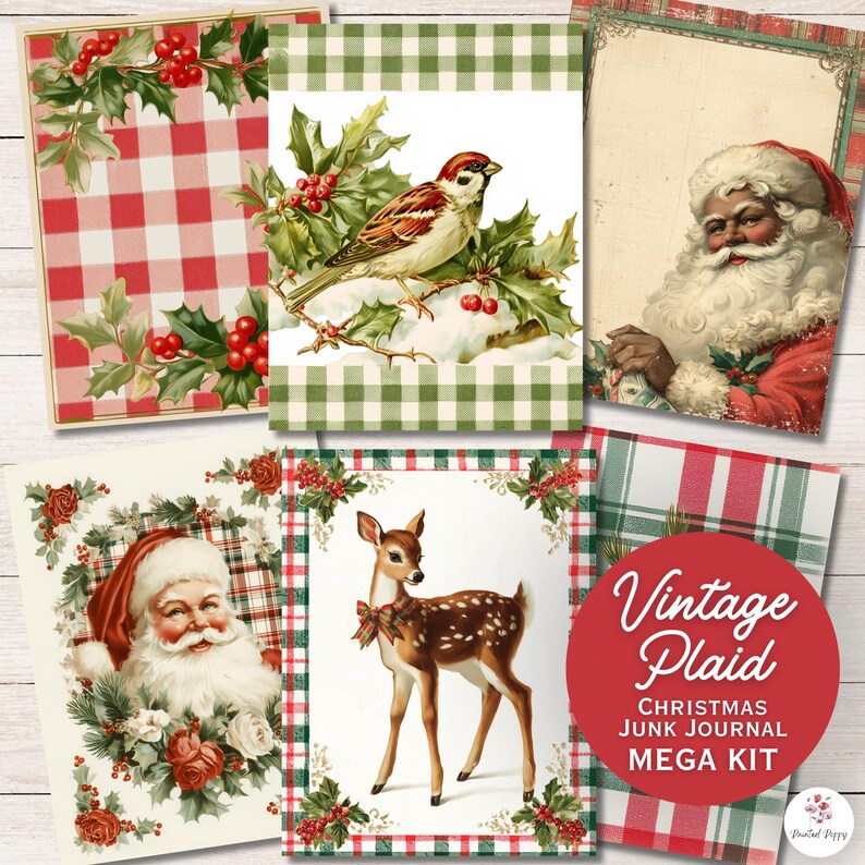 Vintage Plaid Junk Journal Kit | 81 Printable Pages (PDF & JPG) - Etsy