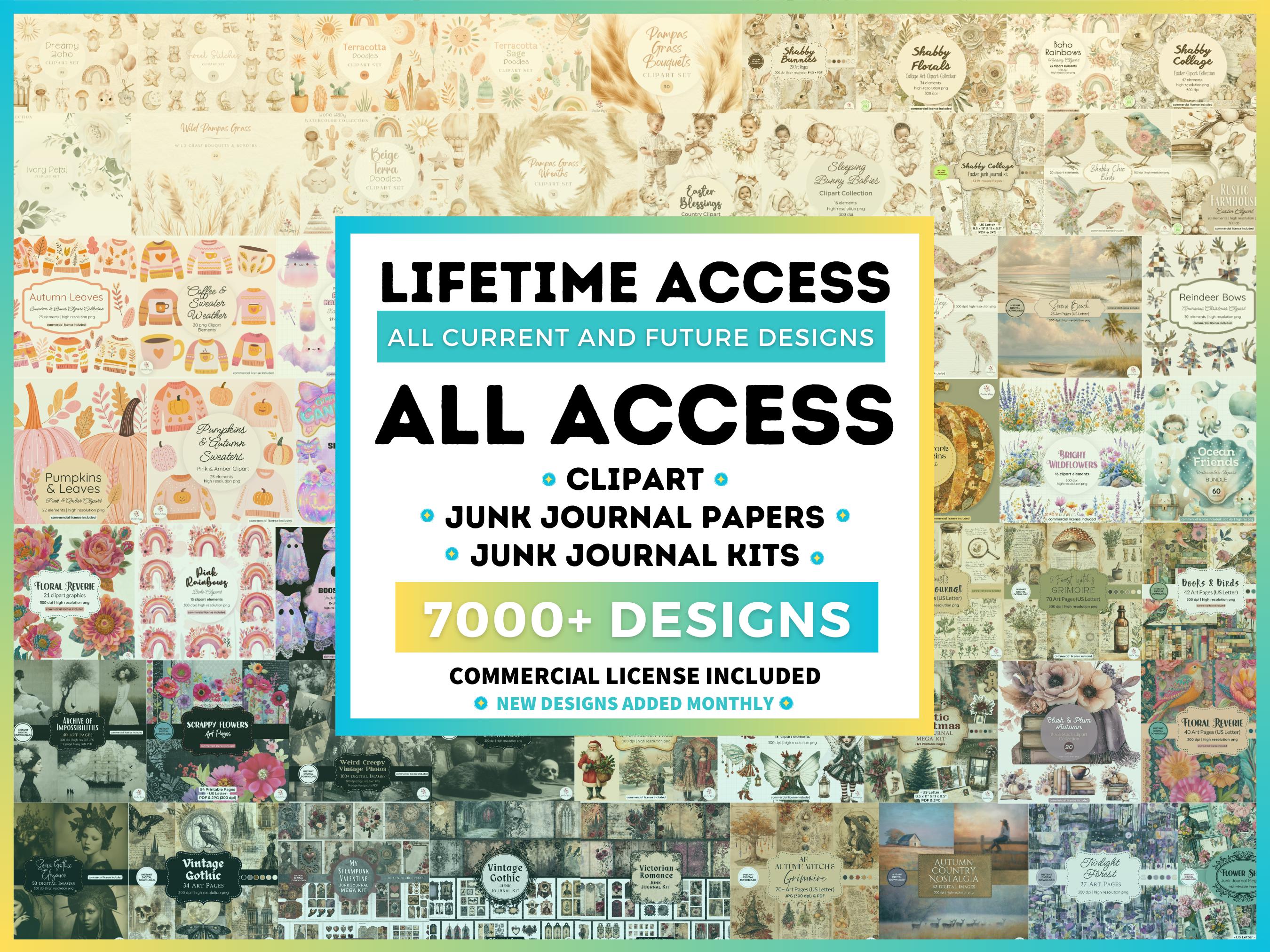 Graphics All Access Pass | Clipart Mega Bundle, Junk Journal Kit ...