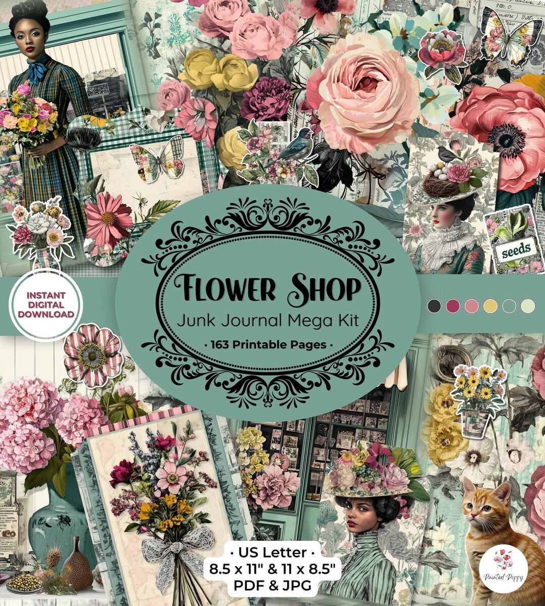 Shabby Chic Spring Flower Shop Junk Journal Mega Kit (PDF & JPG ...