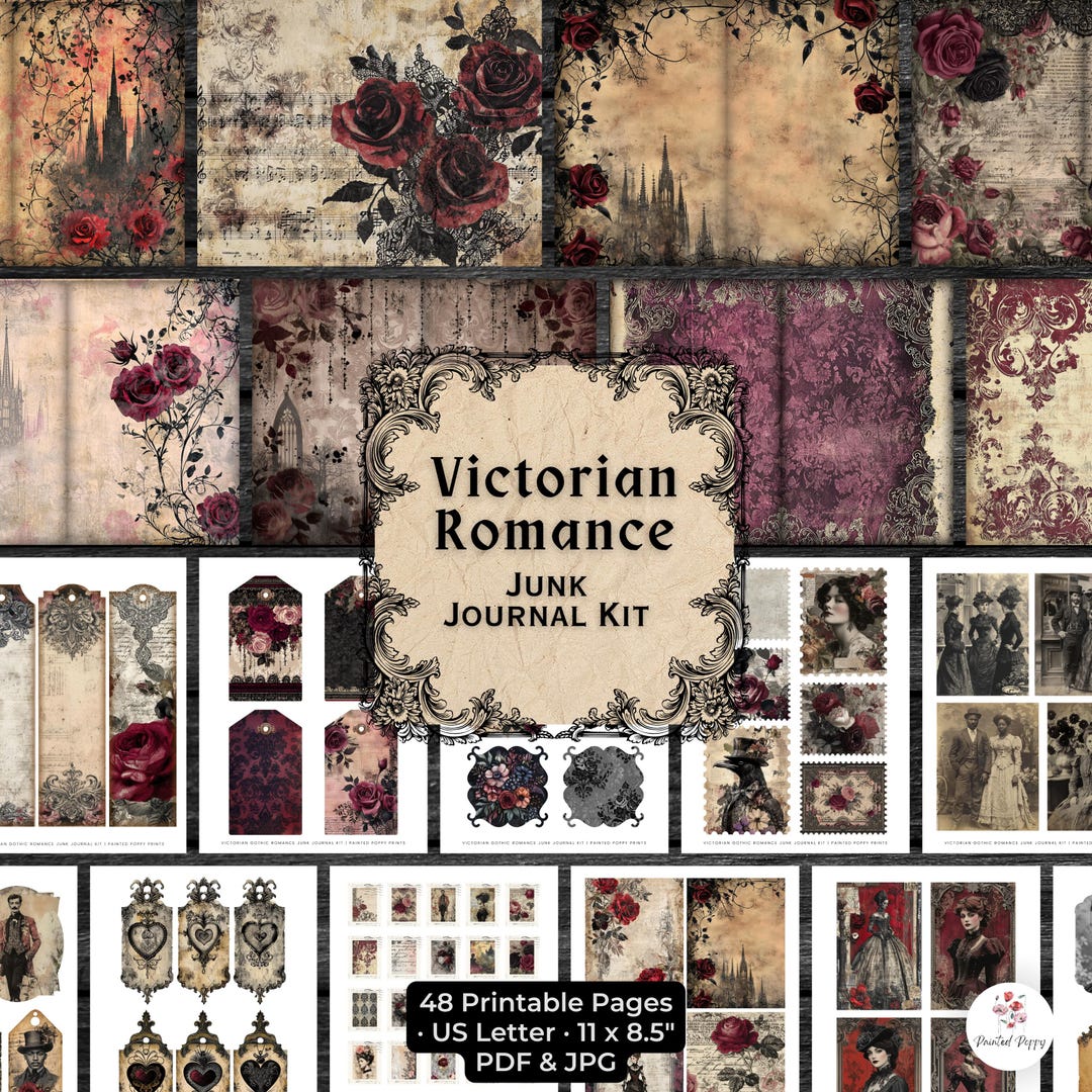 Victorian Gothic Junk Journal Kit | Vintage Ephemera (PDF & JPG) - Etsy