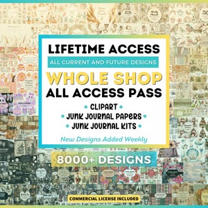 Whole Shop Graphics All Access Pass | Clipart Mega Bundle | Junk Journal Kit Bundles (Commercial Use)