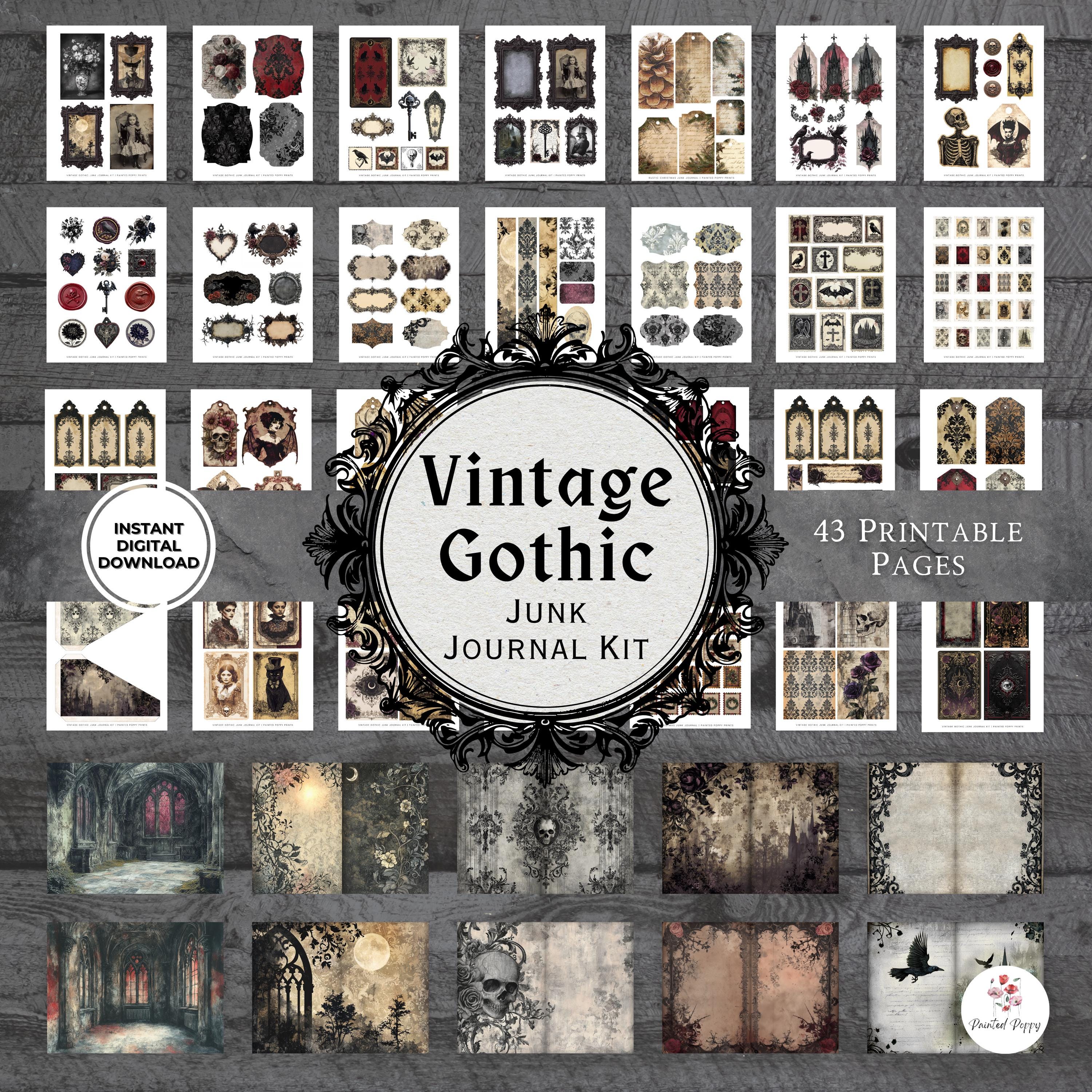 Vintage Gothic Junk Journal Kit | Victorian Ephemera (PDF & JPG) - Etsy