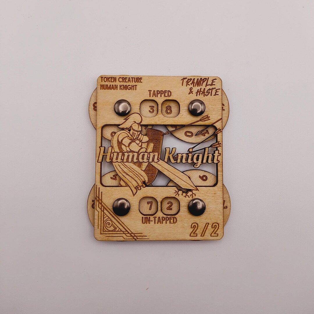 Dual 0-99 MTG Human Knight Token Counter: Tapped/untapped, Wood Proxy ...