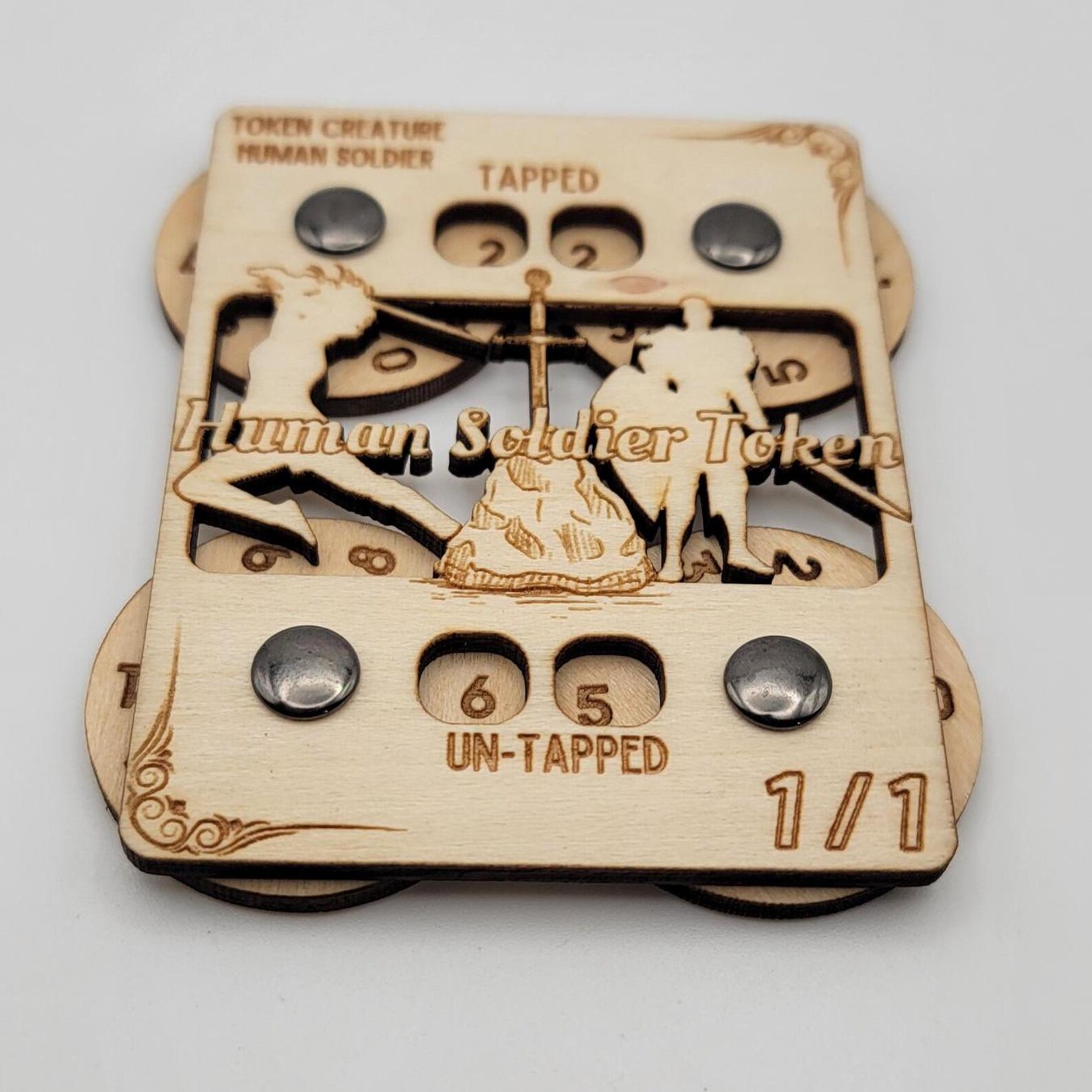 Dual 0-99 Human Soldier Token Counter Mtg Wood Proxy - Counts Tapped ...