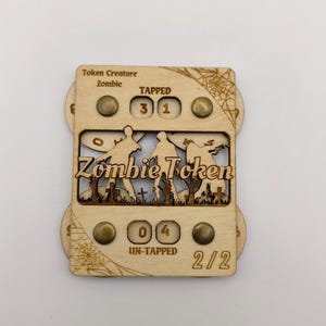 Dual 0-99 Zombie token counter mtg wood proxy counts tapped & untapped