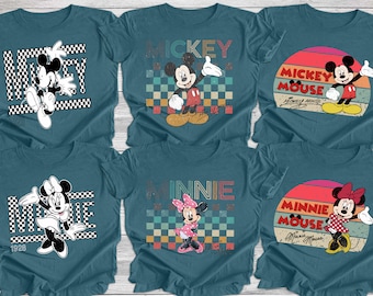 Vintage Mickey Mouse Shirt, Retro Disney Checkered Tee