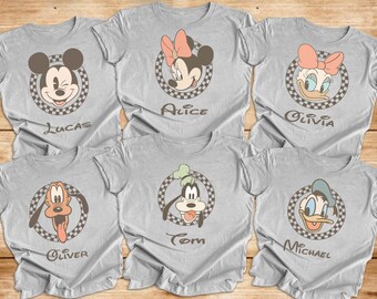Retro Disney Shirts, Mickey Checkered Shirt, Disney Family Shirts, Minnie Mouse Tees, Disney Tee, Disneyland, Disneyworld Shirts 1