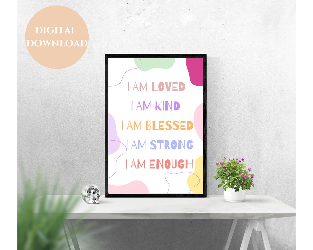 Positive Quote Print, Kids Printable Art, Kids Affirmation Art ...