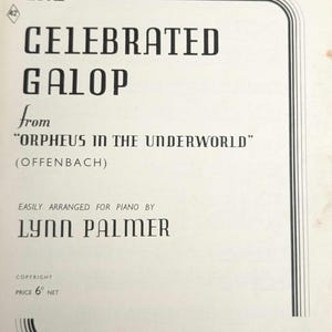 Celebrated Gallop - Orpheus In the Underworld. Offenbach. Digital Sheet Music Download. Easy Arrangement For Piano.