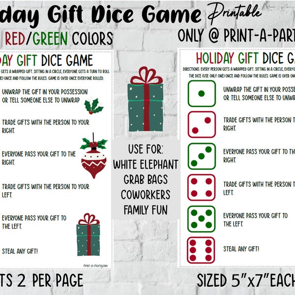 DICE GAME | Holiday Dice Game | Christmas Dice Game | Pass The Presents Game | White Elephant Gifts | Grab Bag Gifts | Red Green Color Theme