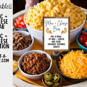 Editable Mac and Cheese Bar Sign and Toppings Labels: Party Food ...