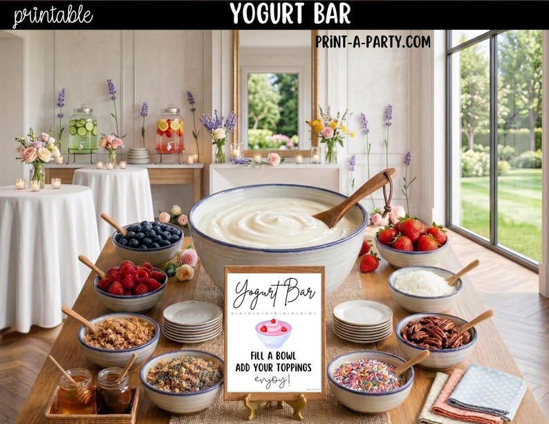 Printable Yogurt Bar Sign (8x10) & Topping Tent Cards – Party Event ...