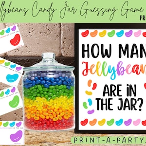 Candy Jar Guessing Game - JELLYBEANS - Printable Party Game for Birthdays, Easter, St. Patrick&#39;s Day or More! Spring Party DIY, Party Game